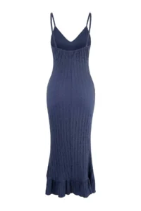 TRENDYOLMİLLA Indigo Knitting Maxi Frilly Beach Dress - Image 2