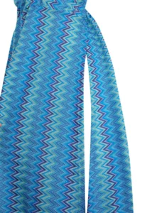 TRENDYOLMİLLA Mavi Geometric Patterned Knitting Maxi Low-cut back Beach Dress - Image 6