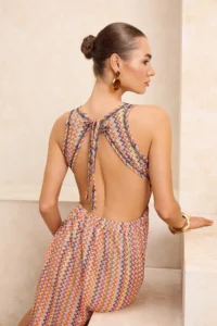 TRENDYOLMİLLA Geometric Patterned Knitting Maxi Low-cut back Beach Dress - Image 2