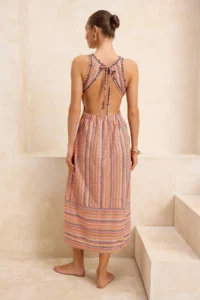 TRENDYOLMİLLA Geometric Patterned Knitting Maxi Low-cut back Beach Dress - Image 4