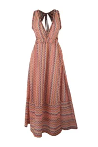 TRENDYOLMİLLA Geometric Patterned Knitting Maxi Low-cut back Beach Dress - Image 5