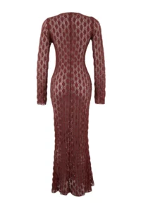 TRENDYOLMİLLA Burgundy Knitting Maxi Accessory Detailed Beach Dress - Image 2