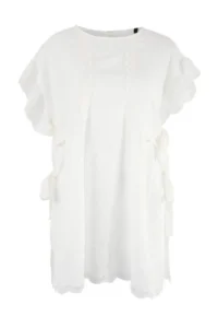 TRENDYOLMİLLA White Weaving Super Mini Embroidered 100% Cotton Beach Dress