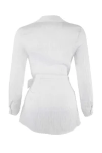 TRENDYOLMİLLA White Weaving Mini Regular Tulle Beach Dress - Image 2