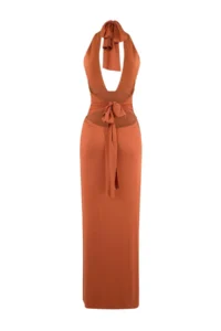 TRENDYOLMİLLA Brick Rejection Knitting Maxi Barbell Neck Beach Dress - Image 2