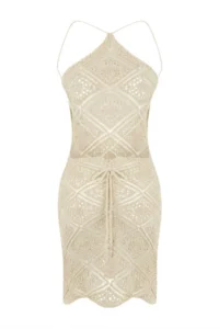 TRENDYOLMİLLA Ecru Knitting Mini Barbell Collar Beach Dress - Image 2
