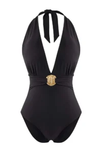 TRENDYOLMİLLA Black Deep V-Neck with accessories Covered brazilian Swimsuit - Image 5