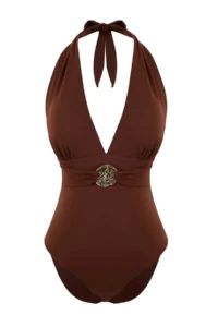 TRENDYOLMİLLA Brown Deep V-Neck with accessories Covered brazilian LYCRA® XTRA LIFE Swimsuit - Image 6