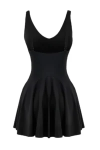 TRENDYOLMİLLA Black Drapeli V-neck Covered Basic Skirt Swimsuit - Image 8