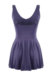 TRENDYOLMİLLA Mavi Drapeli V-neck Covered Basic Skirt Swimsuit - Image 7