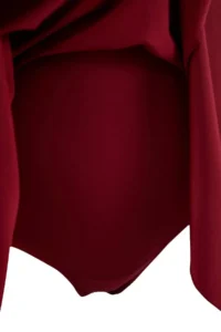 TRENDYOLMİLLA Burgundy Drapeli V-neck Covered Basic Skirt Swimsuit - Image 6