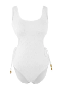 TRENDYOLMİLLA Ecru textured Cut Out Detailed with accessories U-Neck Covered Regular Waist Regular Swimsuit - Image 5