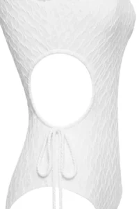 TRENDYOLMİLLA Ecru textured Cut Out Detailed with accessories U-Neck Covered Regular Waist Regular Swimsuit - Image 6