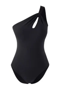 TRENDYOLMİLLA Black One Shoulder Cut Out Detailed Covered Regular Swimsuit - Image 5
