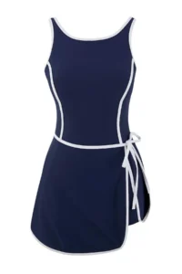 TRENDYOLMİLLA Dark Navy Color Bloklu Barbell Collar Covered Binding Detailed Skirt Swimsuit - Image 5