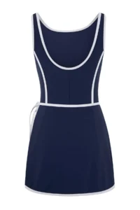 TRENDYOLMİLLA Dark Navy Color Bloklu Barbell Collar Covered Binding Detailed Skirt Swimsuit - Image 7