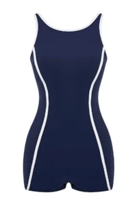 TRENDYOLMİLLA Dark Navy Color Bloklu Barbell Collar Covered Binding Detailed Skirt Swimsuit - Image 9