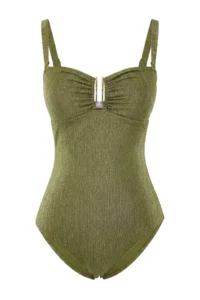 TRENDYOLMİLLA Khaki Simli with accessories Strapless Covered Regular Swimsuit - Image 6