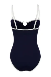 TRENDYOLMİLLA Dark Navy Color Bloklu Strapless Covered with accessories Regular LYCRA® XTRA LIFE Swimsuit - Image 7