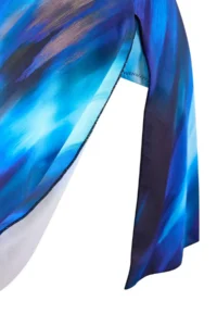 TRENDYOLMİLLA Mavi Abstract Patterned One Shoulder Covered  with accessories Skirt Swimsuit - Image 6