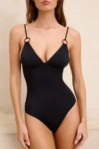 TRENDYOLMİLLA Black with accessories V-neck Covered Regular Swimsuit - Image 3
