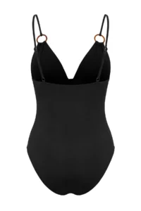TRENDYOLMİLLA Black with accessories V-neck Covered Regular Swimsuit - Image 6