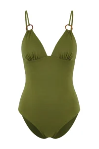 TRENDYOLMİLLA Khaki with accessories V-neck Covered Regular Swimsuit - Image 5