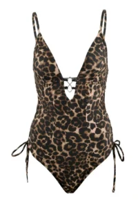 TRENDYOLMİLLA Leopard Patterned Deep V-neck with accessories Binding Detailed Covered Regular Swimsuit - Image 5