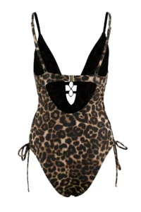 TRENDYOLMİLLA Leopard Patterned Deep V-neck with accessories Binding Detailed Covered Regular Swimsuit - Image 7