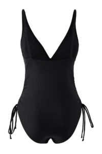 TRENDYOLMİLLA Black Tunnel V-neck Covered Regular Swimsuit - Image 7