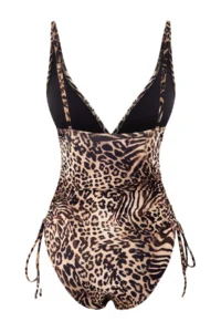 TRENDYOLMİLLA Leopard Patterned Tunnel V-neck Covered Regular Swimsuit - Image 6