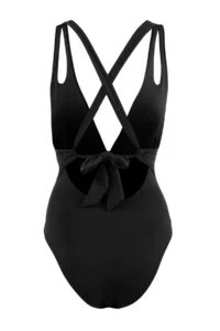 TRENDYOLMİLLA Black Deep V-neck Covered Cut Out Detailed Regular Swimsuit - Image 2