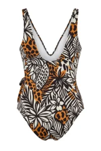 TRENDYOLMİLLA Floral Patterned Binding Detailed V-neck Covered Regular Swimsuit - Image 6
