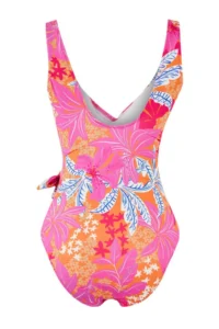 TRENDYOLMİLLA Floral Patterned Binding Detailed V-neck Covered Regular Swimsuit - Image 7