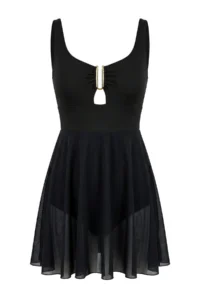 TRENDYOLMİLLA Black with accessories U-Neck Covered Regular Skirt Swimsuit - Image 5
