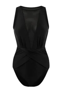 TRENDYOLMİLLA Black Barbell Collar Covered Mesh Detailed Regular Swimsuit - Image 6