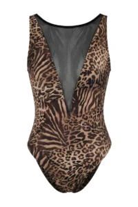 TRENDYOLMİLLA Leopard Patterned Mesh Detailed Barbell Collar Covered brazilian Swimsuit - Image 5