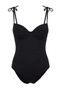 TRENDYOLMİLLA Black Piped balconette Covered Regular Swimsuit - Image 5