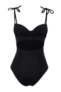 TRENDYOLMİLLA Black Piped balconette Covered Regular Swimsuit - Image 6