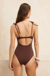 TRENDYOLMİLLA Dark Brown Piped balconette Covered Regular Swimsuit - Image 4