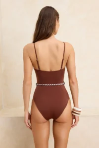 TRENDYOLMİLLA Brown with accessories Strapless Covered Regular Swimsuit - Image 4