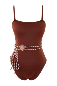 TRENDYOLMİLLA Brown with accessories Strapless Covered Regular Swimsuit - Image 5