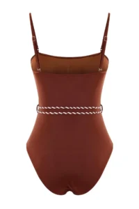 TRENDYOLMİLLA Brown with accessories Strapless Covered Regular Swimsuit - Image 6