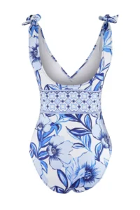 TRENDYOLMİLLA Floral Patterned Covered Deep V-neck Regular 2 Sets Set Skirt Swimsuit - Image 4