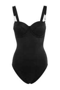 TRENDYOLMİLLA Black balconette Covered Accessory Detailed Regular Swimsuit