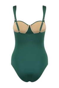 TRENDYOLMİLLA Emerald Green balconette Covered Accessory Detailed Regular Swimsuit - Image 2