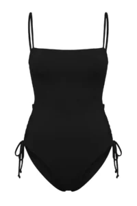 TRENDYOLMİLLA Black Strapless Covered Piped Regular Swimsuit