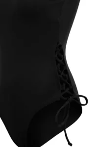 TRENDYOLMİLLA Black Strapless Covered Piped Regular Swimsuit - Image 2