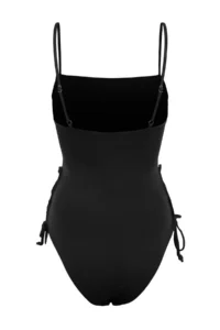 TRENDYOLMİLLA Black Strapless Covered Piped Regular Swimsuit - Image 3