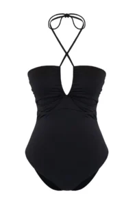 TRENDYOLMİLLA Black Strapless Covered Regular Swimsuit